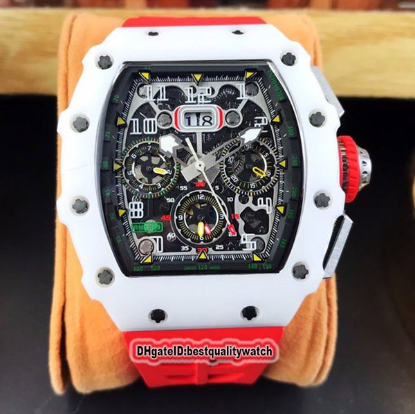 

Лучший вариант RM 11-03RG ATZ керамический корпус Flyback Chrono Skeleton Циферблат Miyota Автоматические Мужские RM11-03 Часы каучуковый ремешок Дизайнерские часы