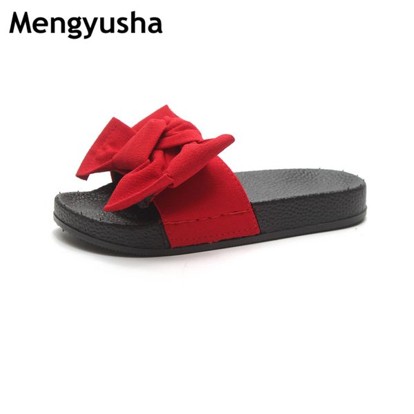 

thick-soled slippers female summer fashion outside wearing wild outdoor sandals 2018 new bow students flat one-word trailer, Black
