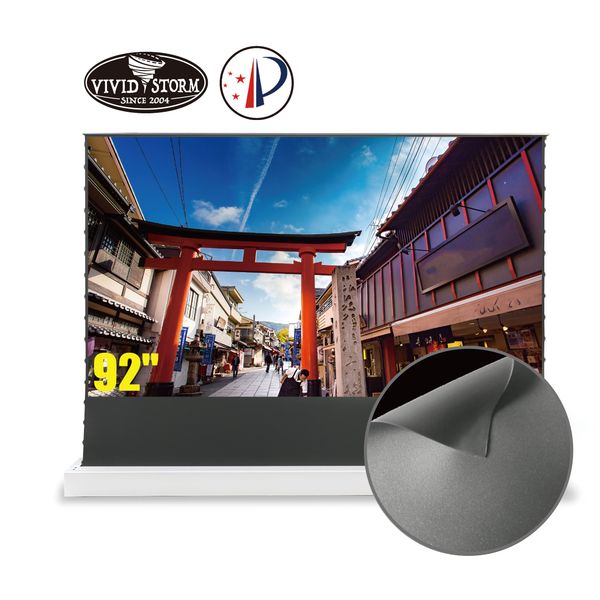 

vividstorm s electric tab-tensioned floor screen obsidian long throw ambient light rejecting,92-inch,16:9,with vwsdstalr92h