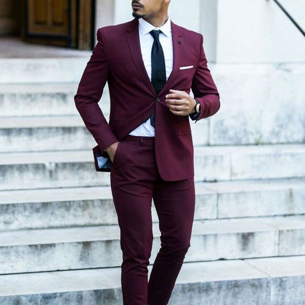 

бургундия мужчины свадебных костюмы жениха смокинг жених наряд зубчатого нагрудные костюм homme шафер blazer 2piece куртка брюки terno мужчи, Black;gray