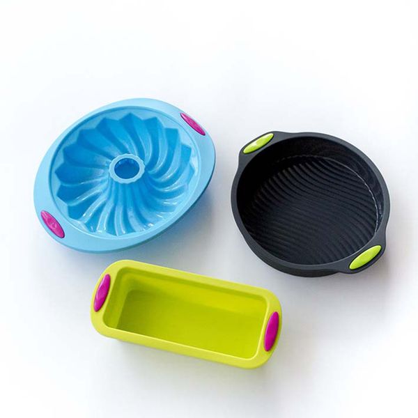 

3pcs/set square shape round shape 3d silicone baking cake mold diy toast bread pans cake dishes tray muffin cupcake mold bakeware sets