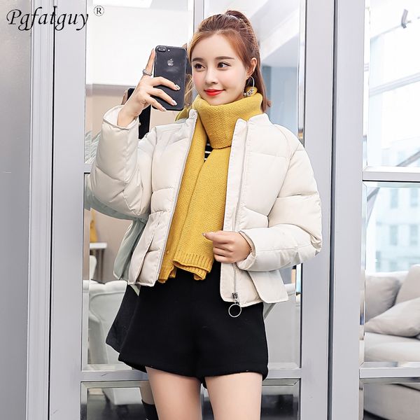 

autumn 2018 new parkas female women winter stand collar big pocket short bread coats cotton winter jackets womens outwear coats, Black
