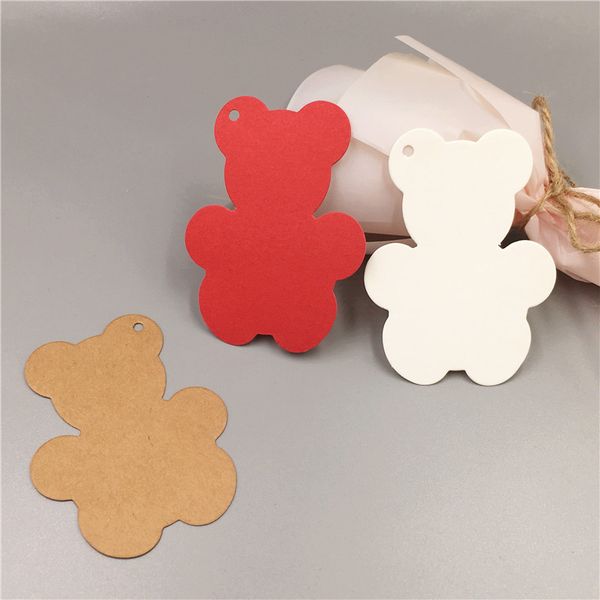 

100 pcs 3 colour little bear tags paper cards diy bookmark gift card handmade pendant party gift deco 8x6cm, Black