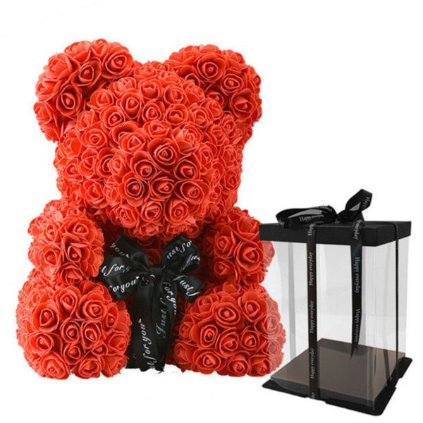 

23cm rose bear heart artificial flower rose teddy bear for women valentine's wedding birthday christmas gift new