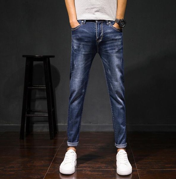 

sifan brand brand designer spring fall new style fashion causal men jeans good quality anklelength pants, Blue