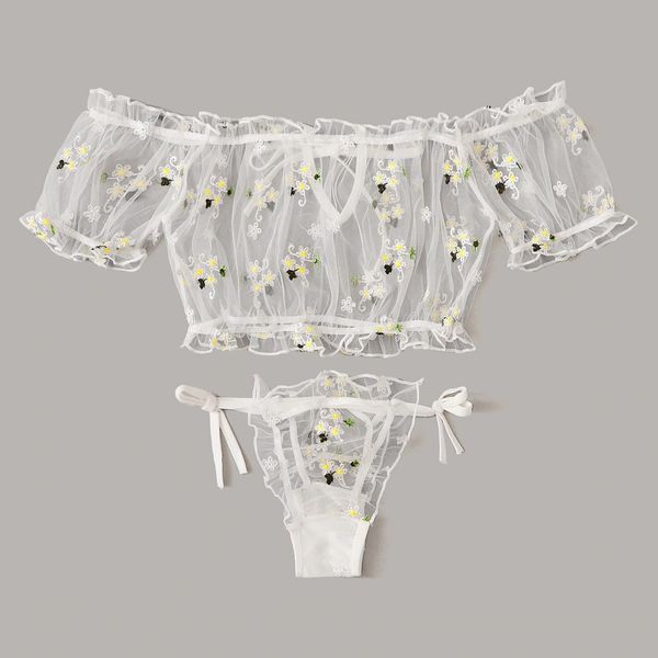 

women embroidery lace bowknot strapless bra thong set sleepwear pajamas lingerie women casual underwear 1.17, Black;white