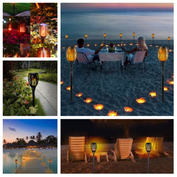 

new solar flame lamp flashing waterproof 72led garden decoration landscape light lawn light path lighting flame lights t2i5143