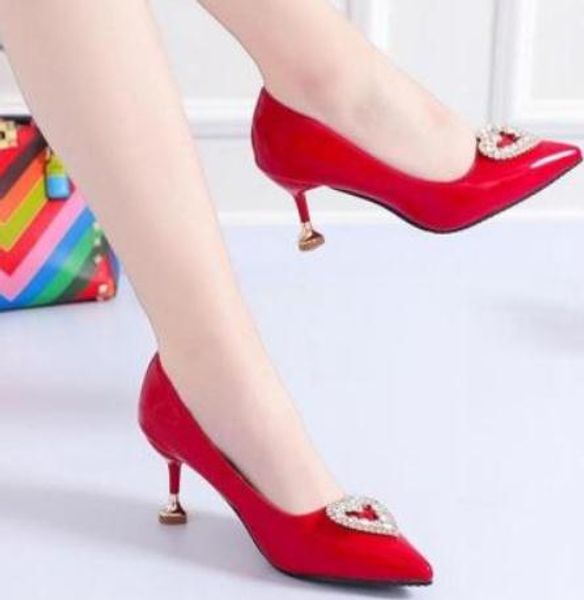

2019 women's shoes in spring and autumn with new style high heel fine heel pointed end@6014, Black