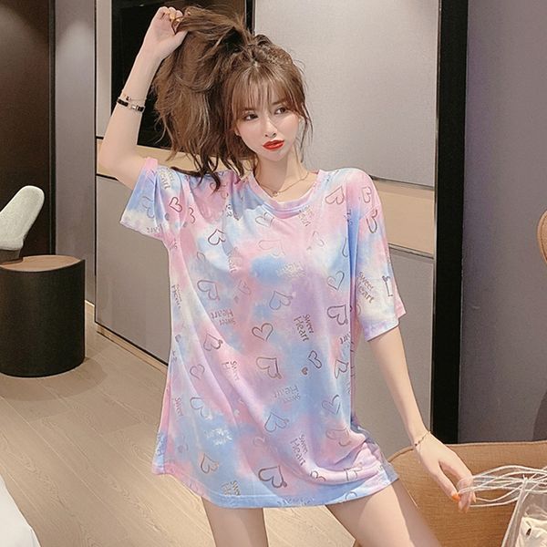

2020 women's mid-long style missing lower body painted coat women 2020 women's mid-long style missing lower body painted t-shirt c, White