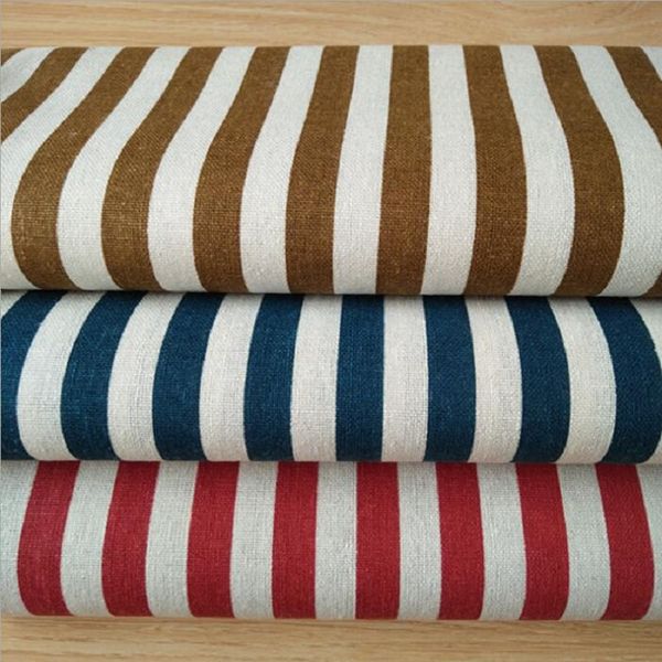 

fabric 150x100cm vertical striped linen cotton canvas handmade diy sewing quilting, Black;white
