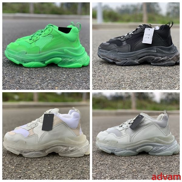 

2019 green triple s clear sole cushion casual shoes black white paris sneakers chaussures de designer women mens old grandpa trainers