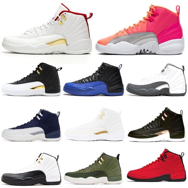 

dark grey 12s men basketball shoes 12 reverse taxi game royal wings punch mens trainers sports sneakers 7-13 ing