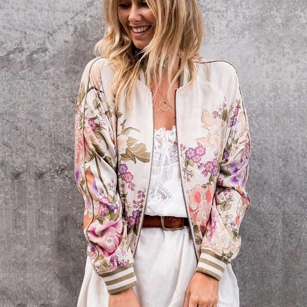 

boho inspired bomber jacket floral print long sleeve jackets women cotton bohemian winter jacket women chaqueta outwear 2018, Black;brown