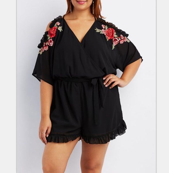 

2019 spring and summer new pregnant women chiffon applique strapless straps lace large size jumpsuit shorts, White