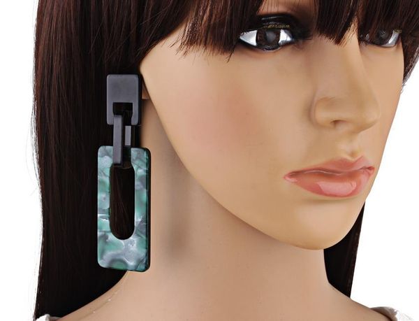 

women's accessories vintage fashion simple acrylic earrings geometric oval pendant earrings, Golden;silver