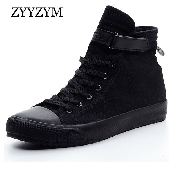

zyyzym men canvas shoes fashion high sneakers spring 2019 help classic style breathable man casual lovers shoes, Black