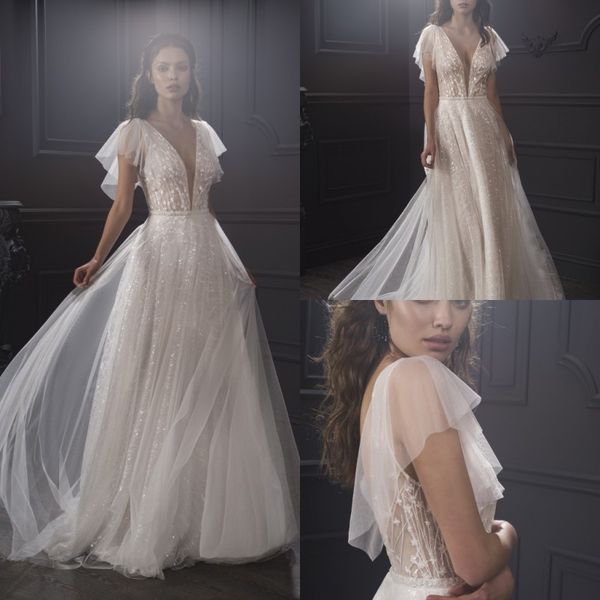 

lihi hod 2019 свадебные платья с v-образным вырезом и кружевными аппликациями летние богемные свадебные платья сексуальное свадебное платье, White