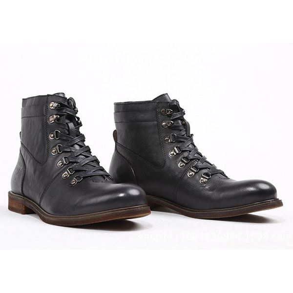 

men winter high work boots genuine leather lace up army combat ankle boots desert safety shoes mens military boots e83, Black