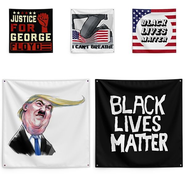 

150*150cm i cant breathe blanket trump printing tapestry black lives matter household wall banner #qa40330