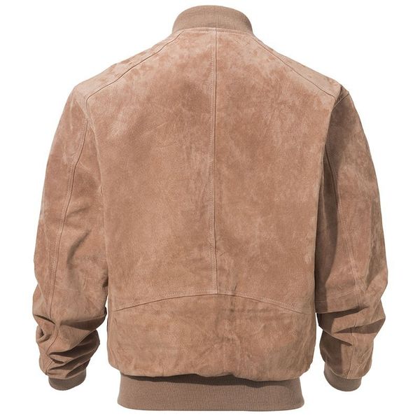 

autumn leather jacket men's winter er cotton pigskin luxury coat collar zipper coat loose, Black