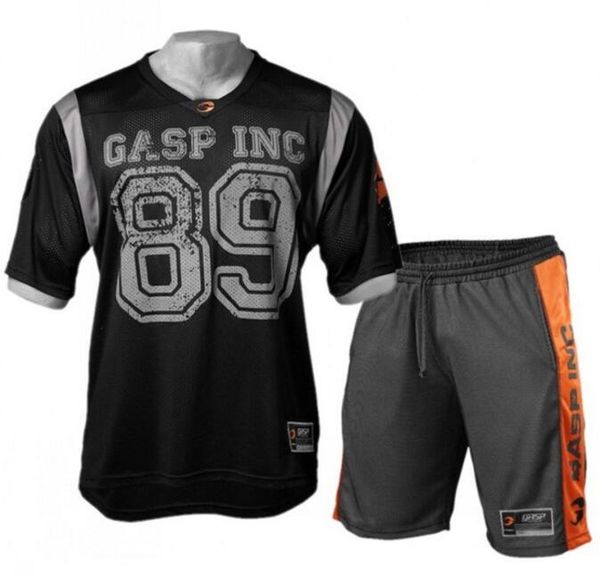 

men tracksuit set fast drying muscle fitness tight t-shirt leggings shorts men's sportswear gyms suit with high quality, Black;blue