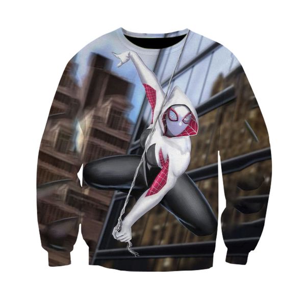 

2019 new 3d print spider gwen art anime gothic hoodies hip hop streetwear men sweatshirt men's clothes cool teens casual, Black