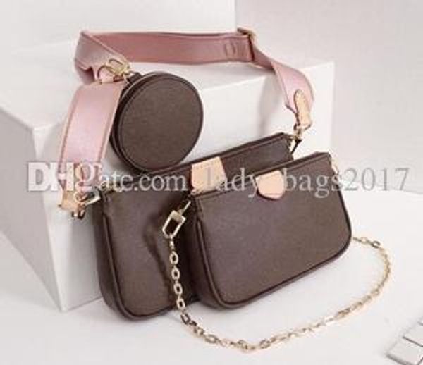 

luxury three-piece designer bags printing flowers 3 in 1 chain bag lady real leather wallet strap crossbody shoulder messenger coin purse