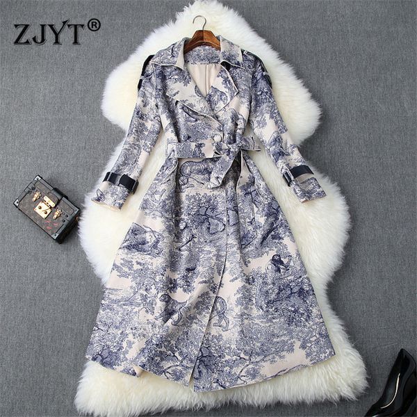 

runway designer autumn winter long trench coat for women 2019 fashion lace up retro animal print suede leather coats outerwear, Tan;black