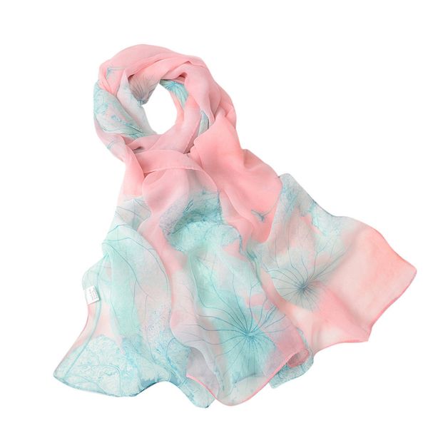 

kancoold fashion femme silk scarf square handkerchief women's scarf lotus printing long soft wrap ladies shawl veil s10 se14