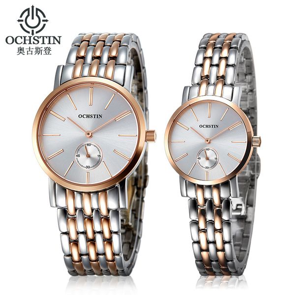 

swiss authentic men's watch small three-pin waterproof casual fashion couple watches men and women models trend ing, Slivery;brown