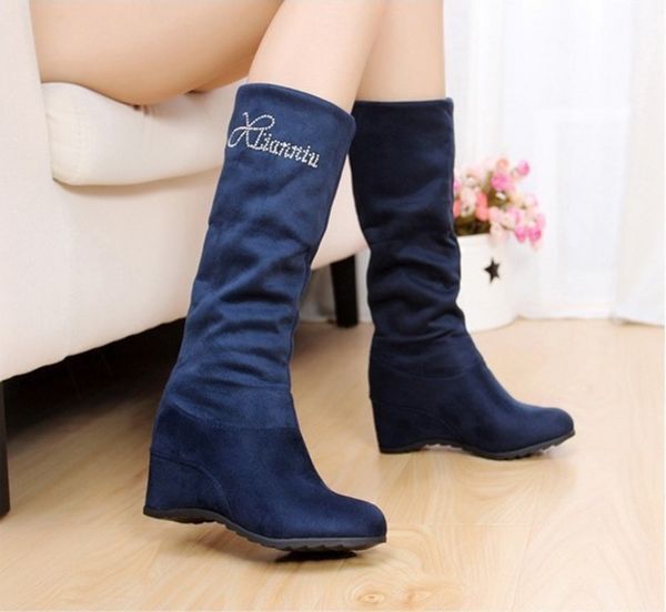 

2019 fashion spring autumn casual flat boots princess sweet women boots stylish shoes fashion increase within knee-high, Black