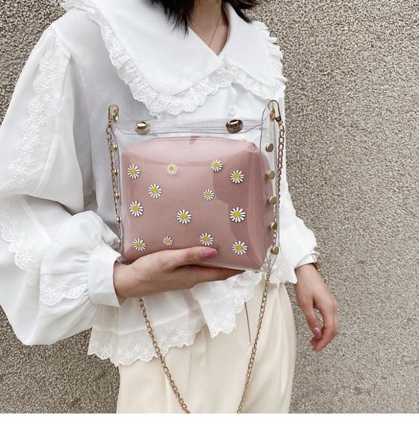 

2020 new women's shoulder bag korean style fashion transparent trend messenger bag ladies