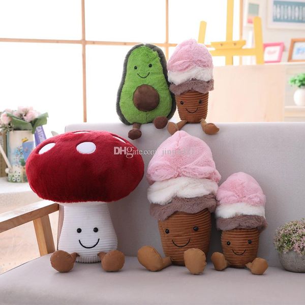 

2019 new creative ice cream avocado plush toys children custom mushroom doll stuffed animals cartoon creative fruit dolls