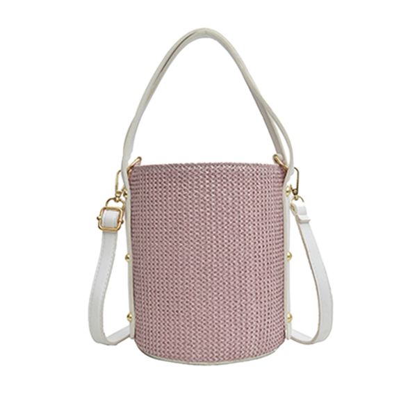 

1 шт соломенных сумок для женщин малого crossbody ковша сумка дама лето пляжных сумки женщина путешествие плечо сумка розового
