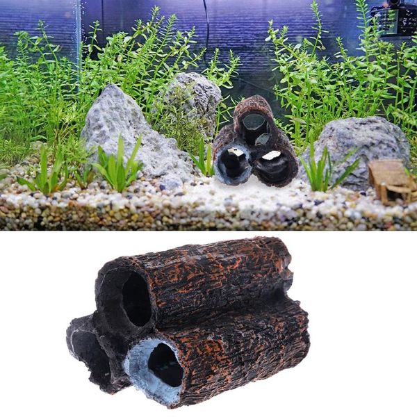 

aquarium fish tank shrimp 3-tube pipes cave shelter resin breeding hide house