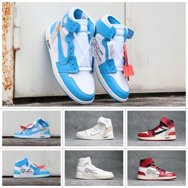 

air jordan 1 aj1 off white basketball shoes off-white aj 1s top 3 unc bred leather мђжкие поѬивне ѬенеѬ окѬй, Black