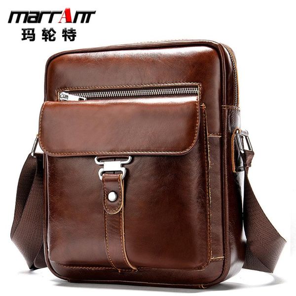 

first layer leather men's bag fashion single shoulder vertical briefcase leisure retro messenger briefcases men