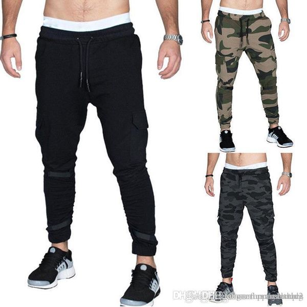 

mens casual sports pants solid color athletic breath comfortable designer jogger sweatpants, Black