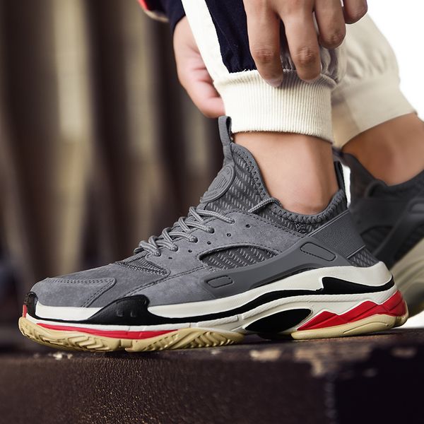 

old shoes autumn 2019 new net red shoes men's tide all matching trend casual sports running men's size 38-44, Black
