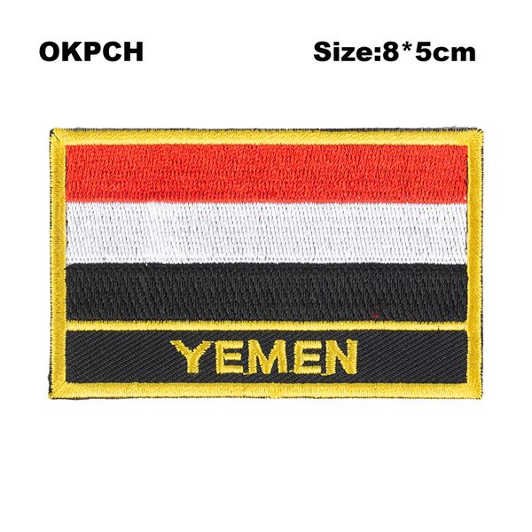 Spedizione gratuita 8*5 cm forma Yemen bandiera del Messico ricamo ferro sulla toppa PT0200-R