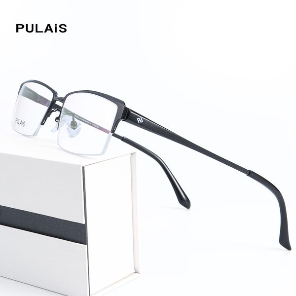 

pulais glasses men anti blue light blocking eyeglass pure titanium half frame bluelight ray spectacles optical reading eyewear, White;black