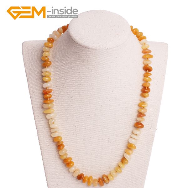

3-5x10-12mm yellow jades necklace diy stone necklace natural stone 18" gift wholesale, Silver