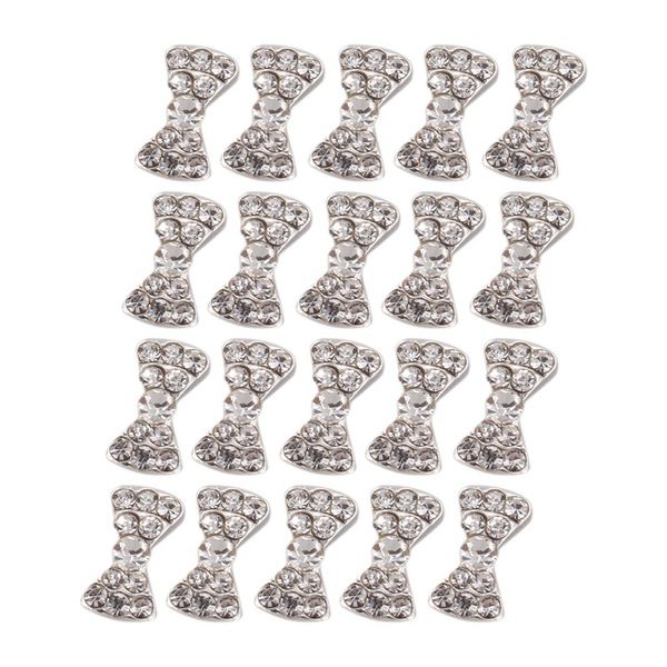 

20 штук х 3d silver rhinestone bow 3d сплав таблетку ноготь diy ноготь украшение сплав бабочка bow tie блестит ломтики получить най, Silver;gold