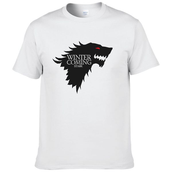 

got house stark cotton short sleeve t-shirt casual tees winter is coming cosplay costumes gift for teenager, White;black