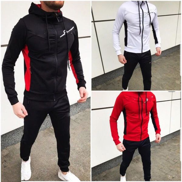 

2019 new fashion designer men tracksuit sweatshirts pants suits spring running clothing outerwear sports casual jacket coat trousers sets, Gray