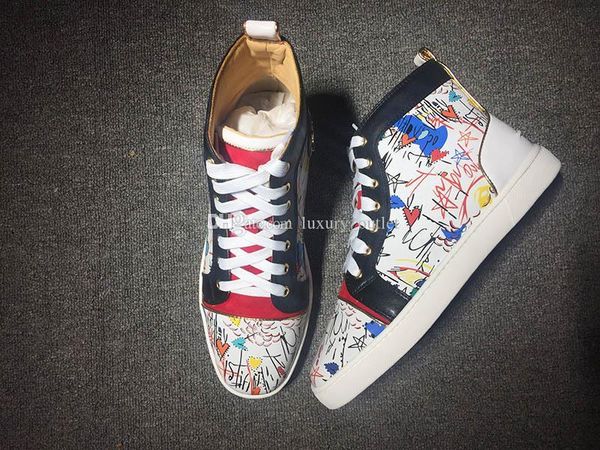 

luxury designer womens mens red bottoms shoes fashion high sneakers spikes casual flats for men ladies chaussures pour hommes femmes, Black