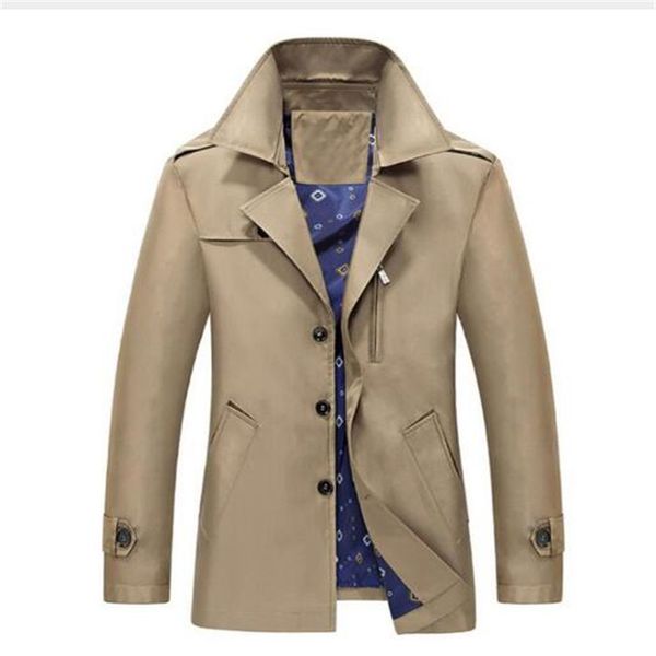 

covrlge men's trench coat 2017 fashion casual autumn long windbreaker turn-down overcoat plus size classic trenchcoat, Tan;black
