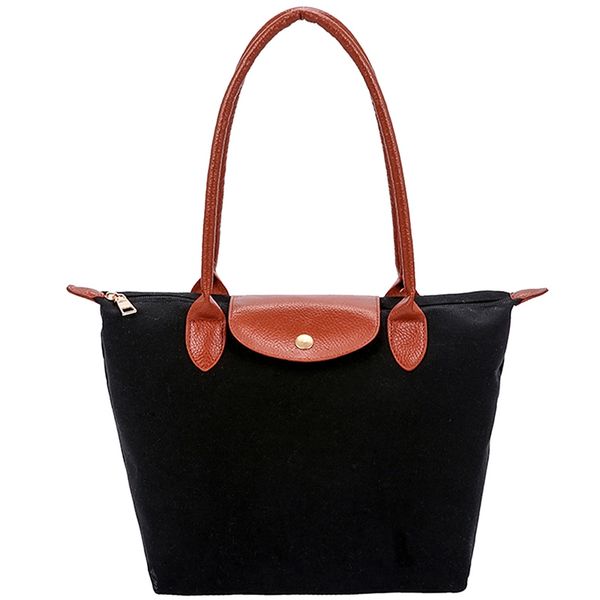 

fashion women's canvas zipper handbag solid color shoulder bag shopping multifunctional