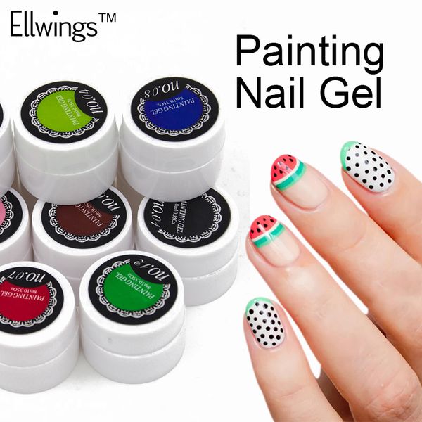 

ellwings 12 pure 3d paint draw painting acrylic colors gel nail polish semi permanent polish diy nail art set drawing glitter