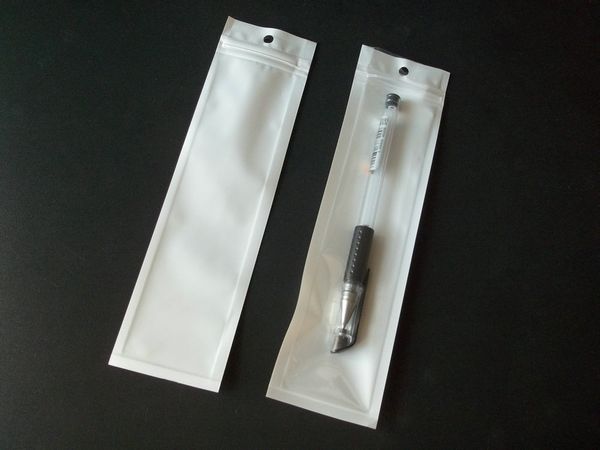 

200pcs Inside 4*15cm white clear zipper plastic Pearl Retail Packaging Bag Capacitive Touch Screen Stylus Pen Storage package bags